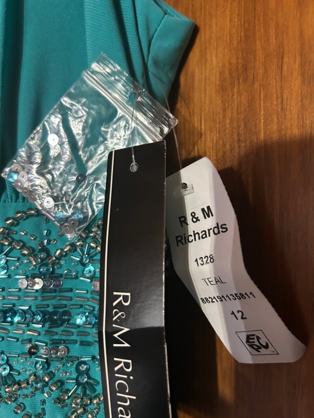 R&M Richards Teal Halter Maxi with Beaded Waist - Picture 2 of 4